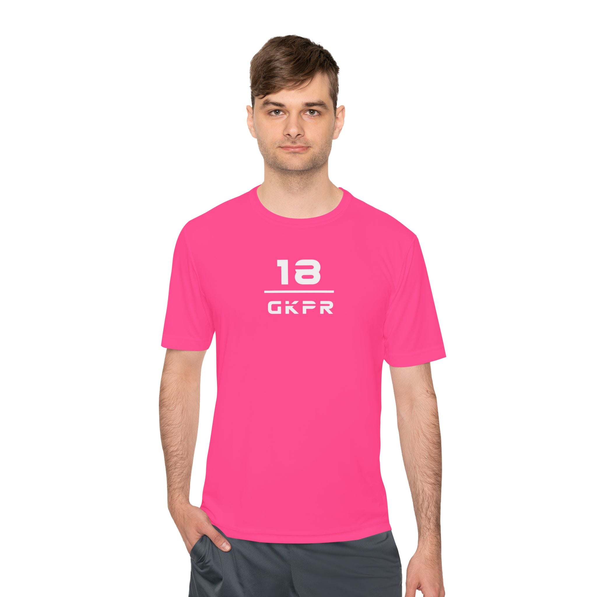 GKPR 18 Stacked Performance Tee, Neon Pink