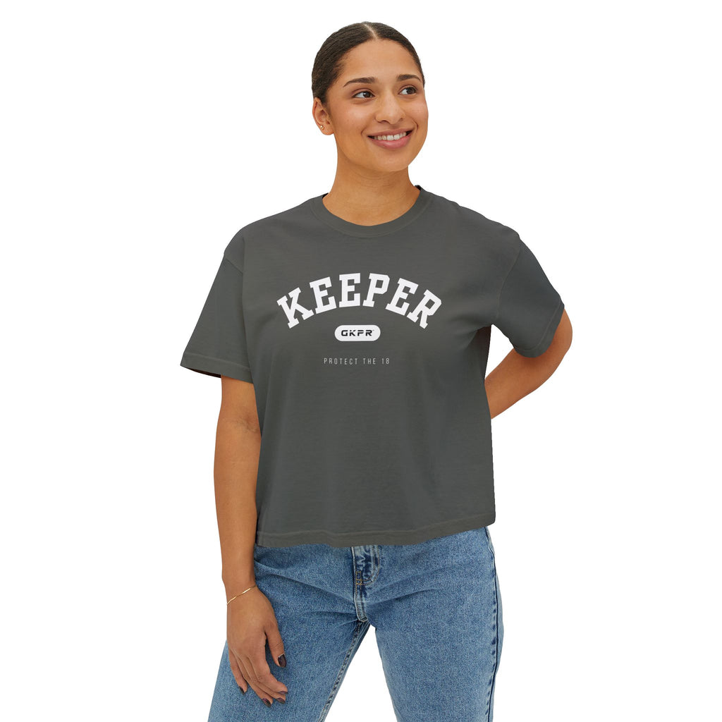 GKPR Keeper Varsity Boxy Cropped Tee, Pepper