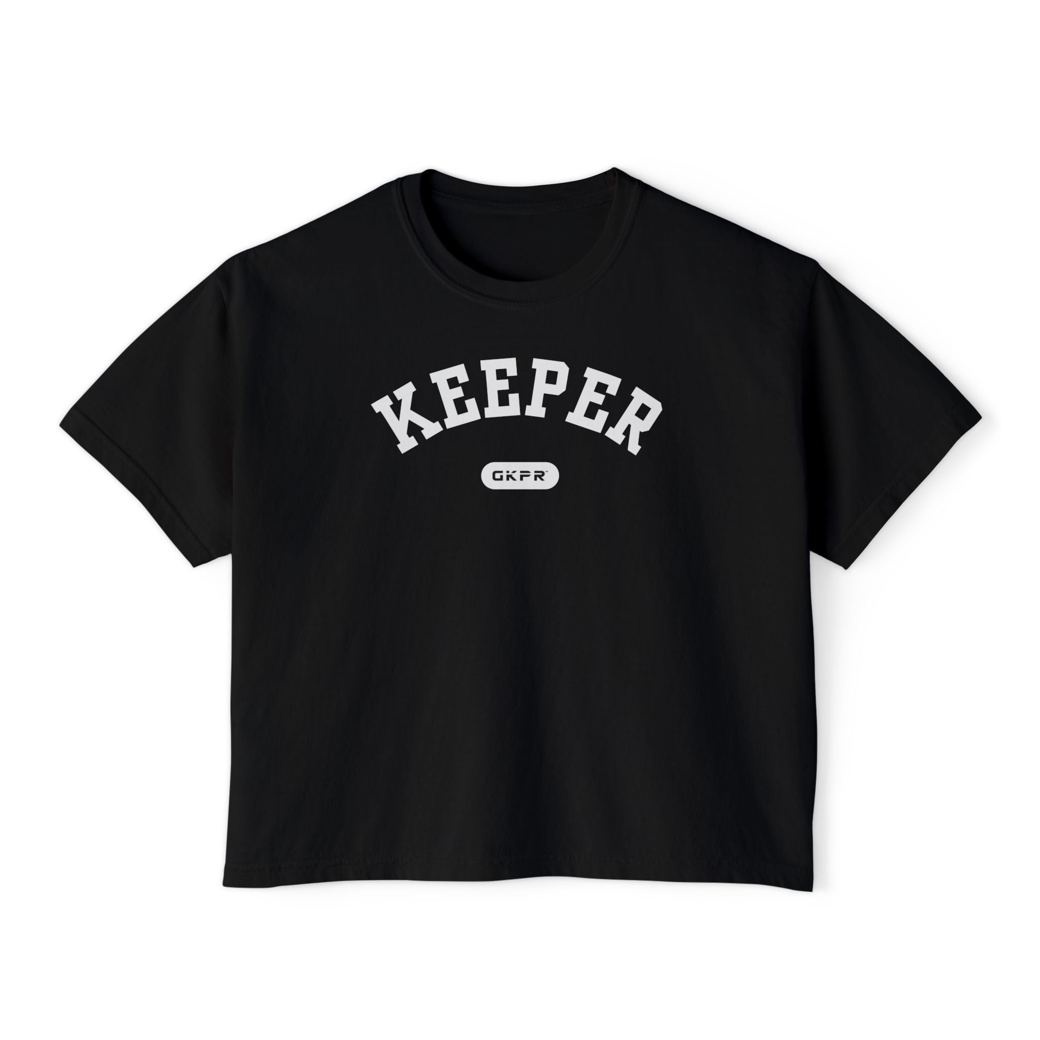 GKPR Keeper Varsity Boxy Cropped Tee, Black