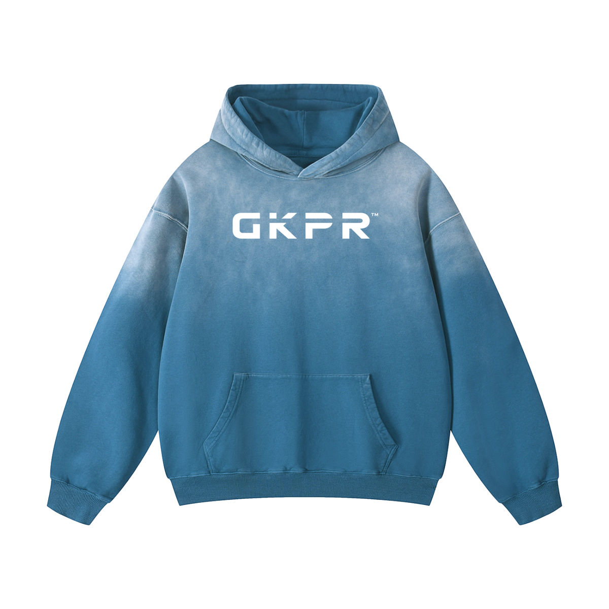 Heavyweight Sunfade Oversized Hoodie, Big Logo, Blue