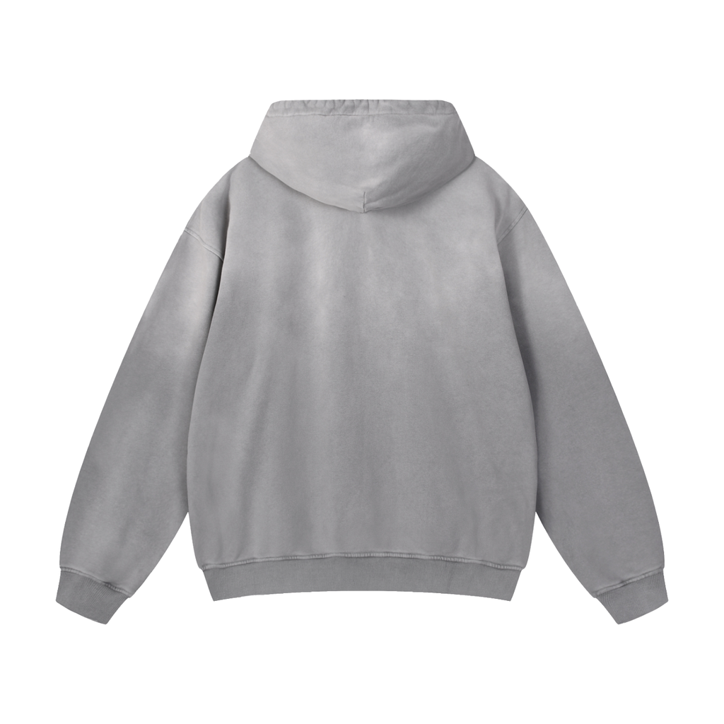 GKPR Heavyweight Sunfade Oversized Hoodie, Small Logo, Gray